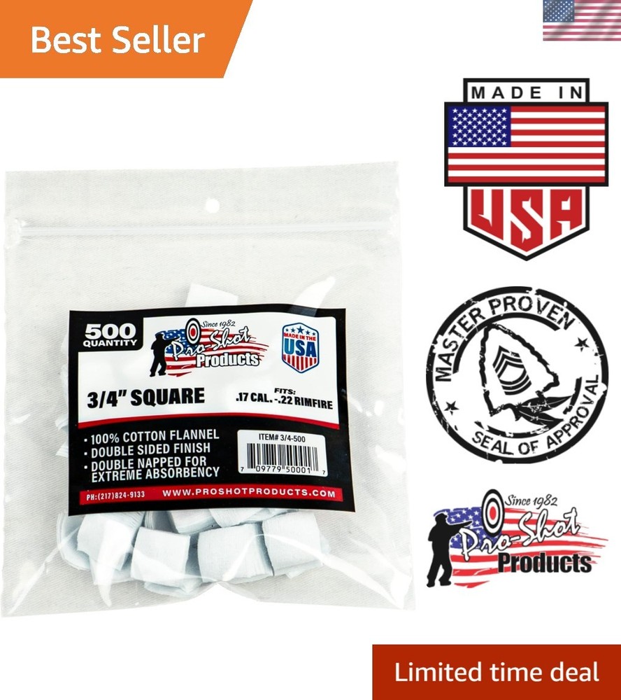 3/4 inch Pro-Shot Cotton Flannel Gun Cleaning Patches – Superior Absorbency 500s