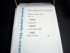 Box of 7 SWAB ITS® BORE-TIPS .45CAL FAST PATCHLESS FIREARM CLEANING FOAM SWABS