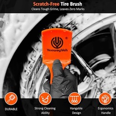 4PCS Car Wheel Cleaning Kit – 2-Size Bendable Microfiber – 4 Pack Orange & Black
