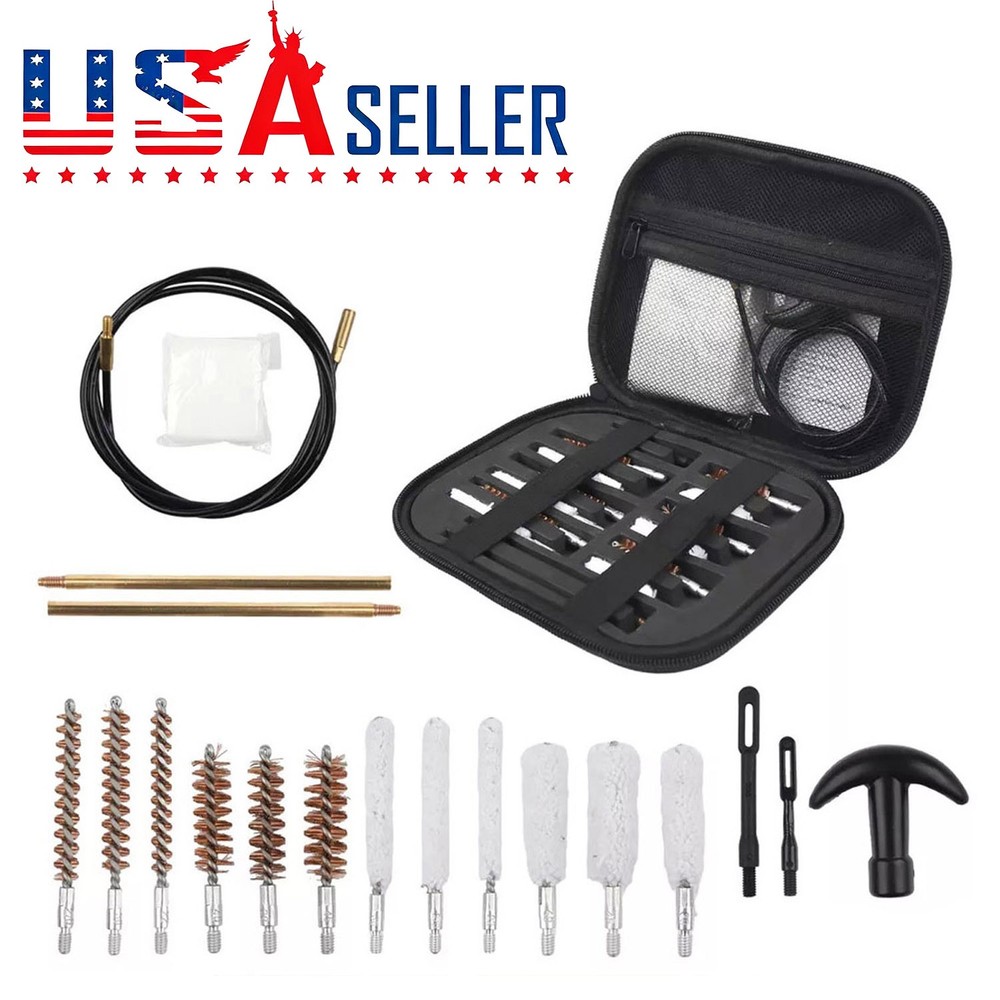 43 Piece .22 22LR .223 556 Rifle Gun Cleaning Kit Nylon Brush Cleaner with Pouch