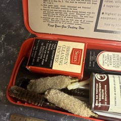 Sears 20-28 GA Gun Cleaning Kit Red Metal Case w/ Rod, Brushes, Oil Vintage
