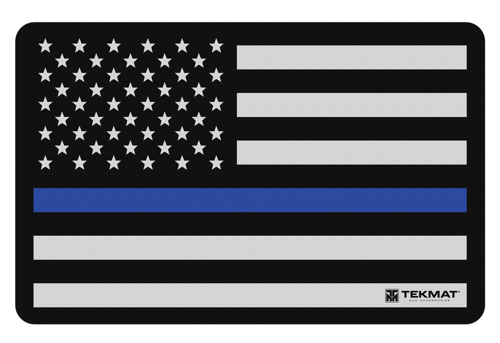 TekMat TEKR17POLICE Police Support Cleaning Mat Black/White/Blue Rubber 11″x17″