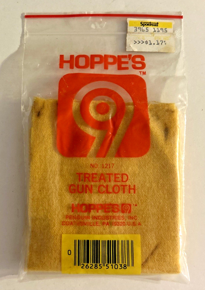 Hoppe’s Wax Treated Gun Cloth 15″ X 14″ Clean Polish Protect #1217 VINTAGE USA