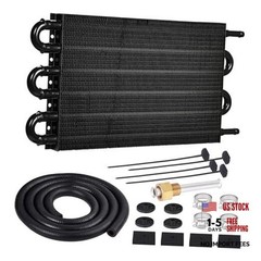 5/16″ Transmission Oil Cooler Tube and Fin Cooler Kit Universal 6 Pass Black