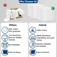 Nabob Wipers Lint Cloth 15 – 100 Cotton Cleaning Exact Cut – For