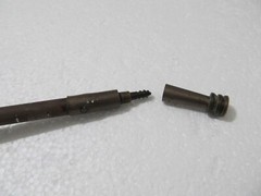 VINTAGE 49″ SOLID RIFLE CLEANING ROD Brass Tip and Sliding Ring, Wood Handle
