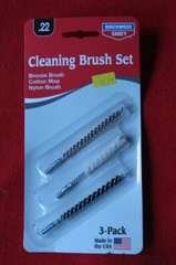 Birchwood Bronze Cleaning Brush Set Cotton Mop Nylon Brush Fits .22 3 Pack USA