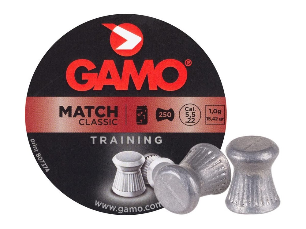Gamo Match Pellets, .22 Cal, 15.43 Grains, Flat Nose, 250ct One Size, Multi