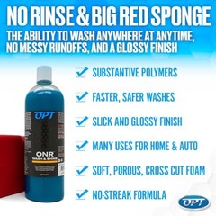 Optimum No Rinse Version 5 (32 Oz) and Big Red Sponge (BRS) Car ONR & Sponge