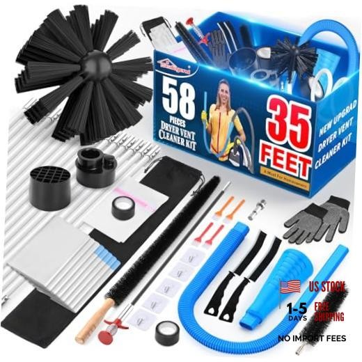 58-Pieces 35-Feet Dryer Vent Cleaner Kit, Dryer Cleaning Tools, Include 35Feet