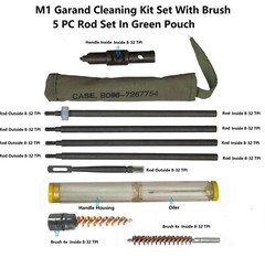 M1 Garand Buttstock Cleaning Kit,Oiler Brass Brush 8-32 TPI 5PC in Green Pouch