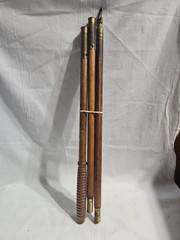 Vintage 3-Piece Wood & Brass Gun Cleaning Rod Shotgun Rifle Antique Firearm Tool