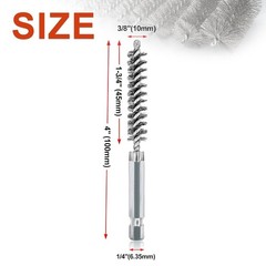 5Pcs 3/8″ Stainless Steel Bore Brush Set – 1/4″ Hex Shank Wire Cleaning Brushes