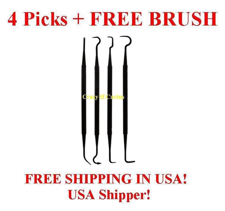 4 Piece Gun Rifle Pistol Cleaning PICKS NON-MARRING! NON-SCRATCHING! +FREE BRUSH
