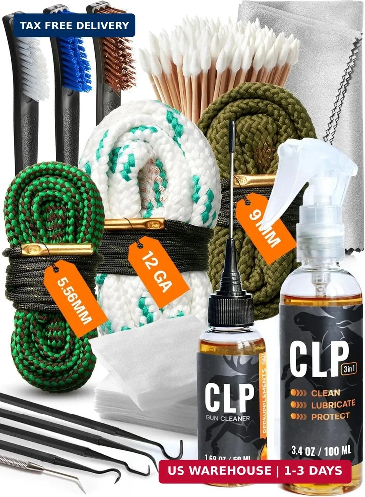 Gun Cleaning Kit Complete – 3″ Gun Cleaning Patches 9mm / 5.56 / 12ga, Double He