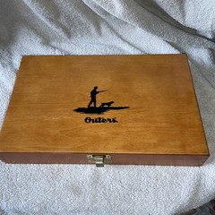 Vintage Outers Gun Cleaning Kit W/ Wood Box Hunting Gun Shooting Cooper Brushes
