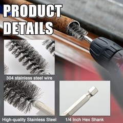 Stainless Steel Bore Brush Set – 8pcs Wire Brushes for Drill, Durable Twisted Br