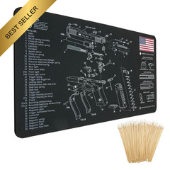 Black Gun Cleaning Mat 24×12 For Glock Pistol Maintenance Pad With 6″ Swabs