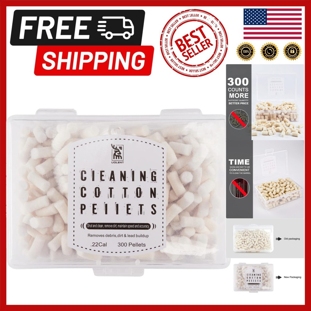 .22 Caliber Wool Cleaning Pellets – 300 Count with Storage Box for Firearm Care