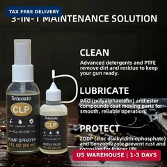 Gun Oil 2 oz & 1 oz Needle Oiler Gun Lubricant, Multi-Purpose Gun Oil and Cleane