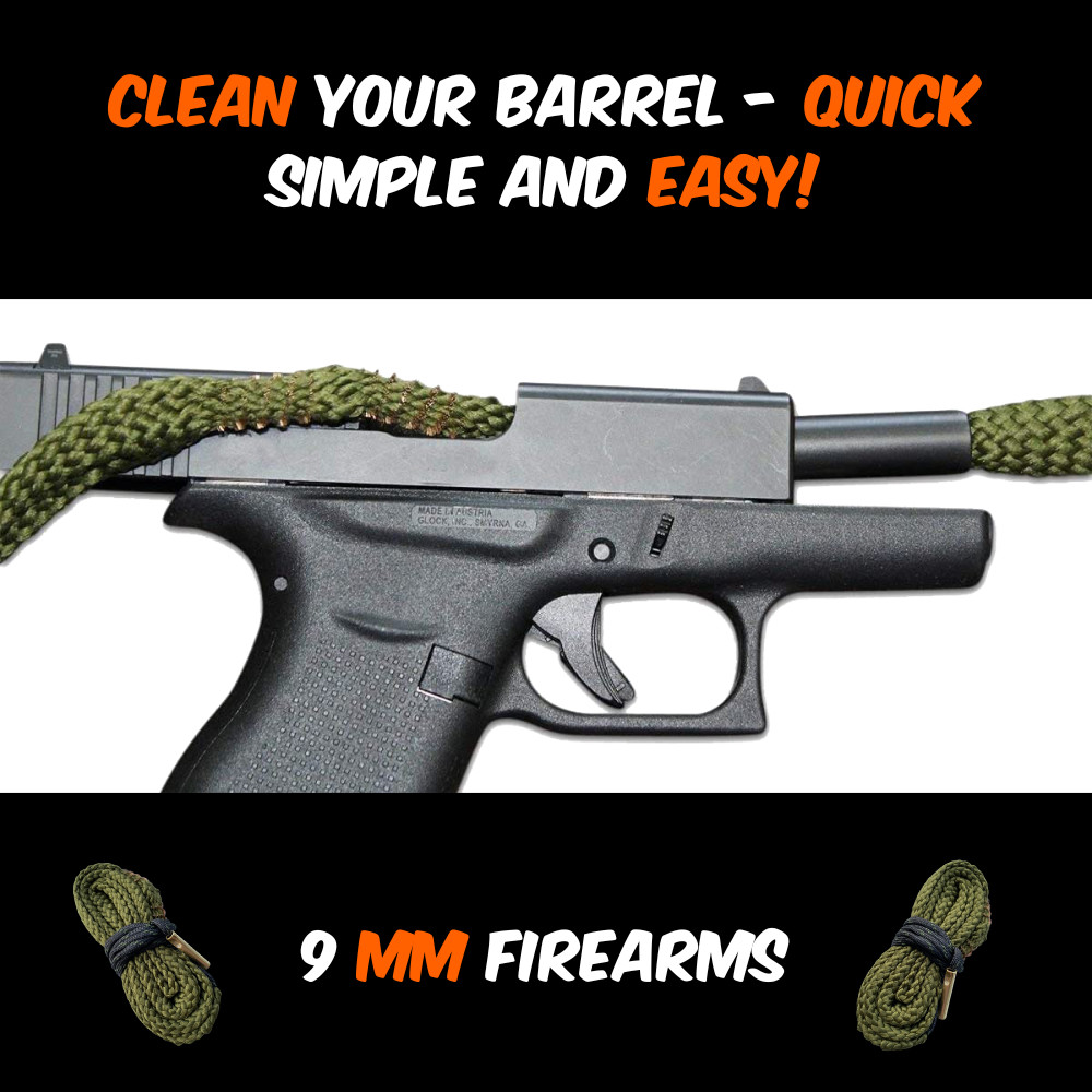 9MM Caliber Barrel Cleaning Snake Gun Bore Cleaning Kit Pistol Firearm Fast Ship