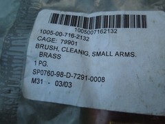 USGI Military 9mm .38 Cal Bore Brush Beretta M9 Small Arms Brass NOS 10 Pack USA