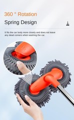 Three Section Telescopic Car Mop Double Brush Head Roof Window Cleaning Tool