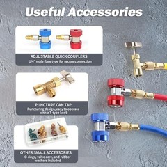 PB Motor Tech 4-Way AC Manifold Gauge Set for R22, R134A, R410A Refrigerants,
