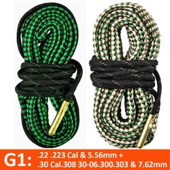 2 PCS Bore Rope Guns Cleaner for .223 5.56mm/.22/9mm/.380/12 GA/.30/.308/.44 Cal