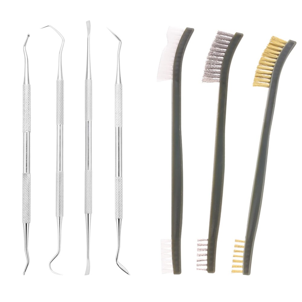 20 Pcs Gun Cleaning Brushes & Picks Kit Set Brass Steel Nylon Double Ended Gun C