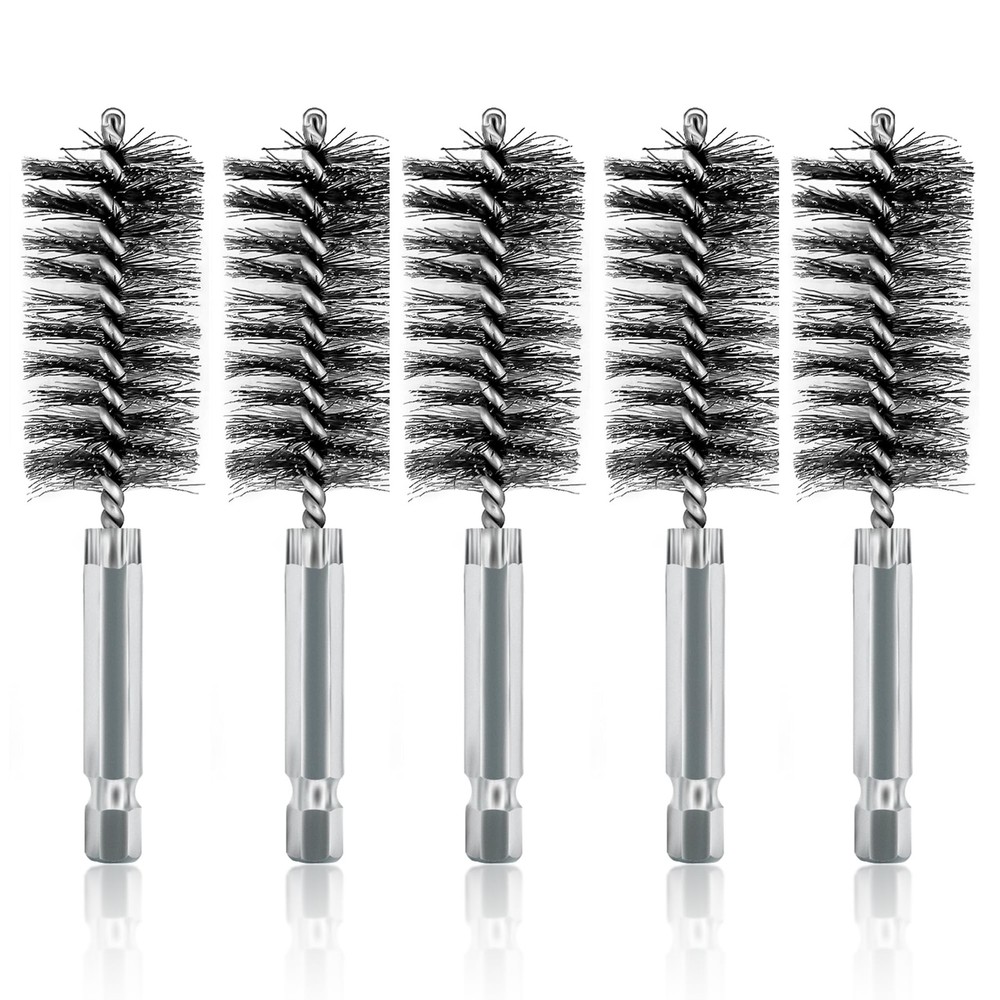ASNOMY 5Pcs 1″ Stainless Steel Bore Brush for Drill,25mm Wire Brush Bore Cleanin