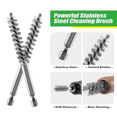 21Pcs Stainless Steel Bore Brush Set, 9 Sizes for Drill, Pipe & Engine Cleaning