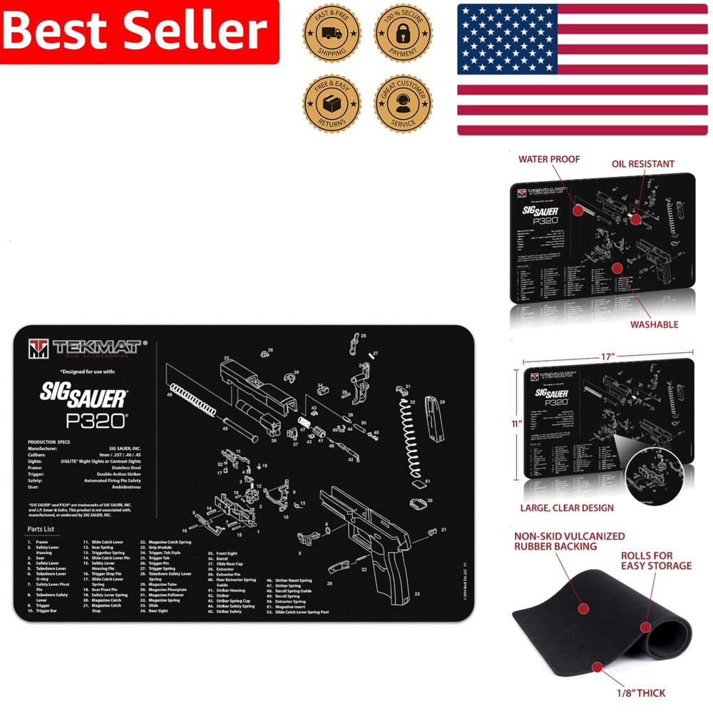 Firearm Mat Sig P320 Pistol Diagram Work Surface Protection Washable Resilient