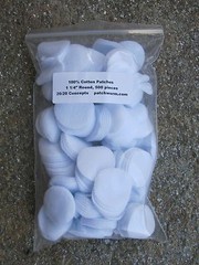 100% Cotton Patches (500 pc, 1-1/4″ round) for PatchWorm Cleaning Kit and others