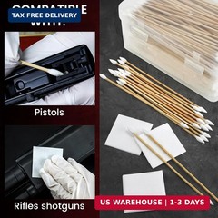 Gun Cleaning Kit Supplies Storage Box 600 Patches 200 Swabs Set FAST SHIP