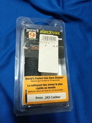 HOPPE’S BORESNAKE 6mm 243 CALIBER NOS CLEANS IN 10 SECONDS RIFLE CLEANER