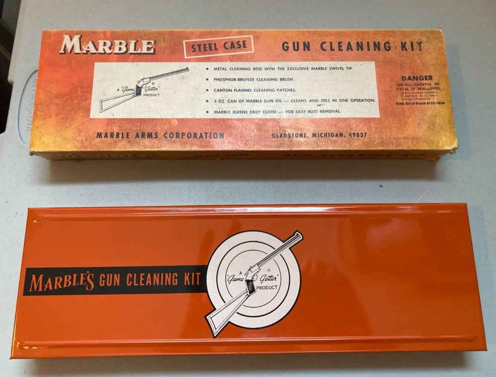 Vintage Marble’s Gun Cleaning Kit Steel Case w Original Box Gladstone MI Empty
