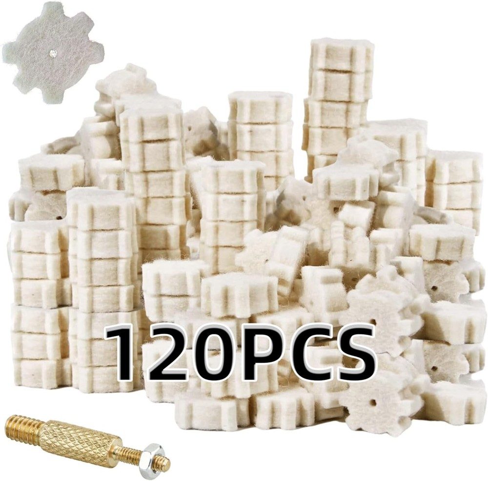 120 Pack Rannar .223/5.56 .300BLk Wool Star Chamber Cleaning Pads with White
