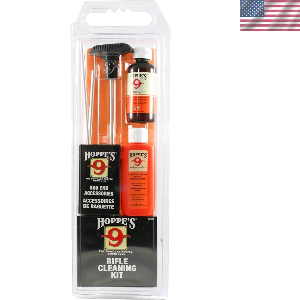 Versatile No. 9 Rifle Cleaning Kit: Aluminum Rod & Choice of Calibers .22-.257