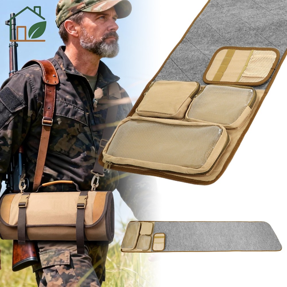 Portable Gun Cleaning Mat Heavy Duty Roll Up Rifle Clean Pad w/Pouch fr Shooting
