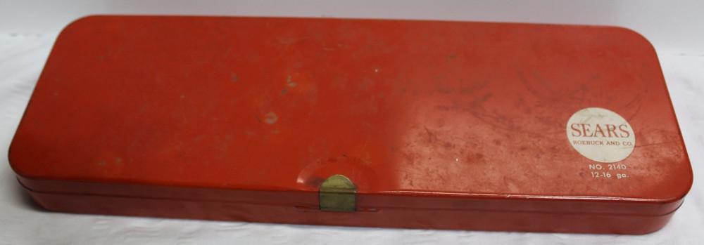 Vtg Sears Roebuck & Co 12-16 Gauge Gun Cleaning Kit No 2140 Red Tin Box