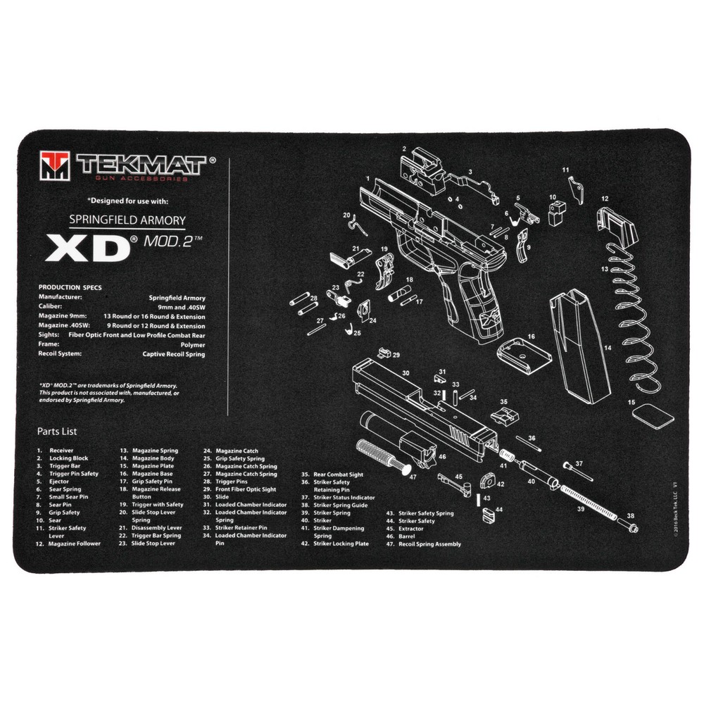 SPRINGFIED XD Mod2 PISTOL Bench Mat – 3mm Soft Mat – 11 x 17 inch – BONUS TOWEL