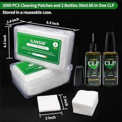 3000/1500 Gun Cleaning Patches & CLP Oil, Lint-Free Cloths for Firearms Care