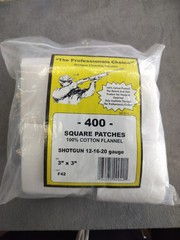 The Professionals Choice 400 Cotton Flannel Bore Patches 3×3 in 12/16/20 Gauge