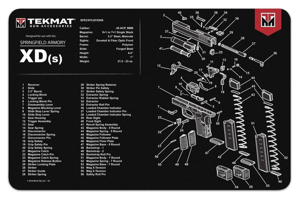 TEKMAT SPRINGFIELD XDS CLEAING MAT – 11″ X 17″ 612409971241