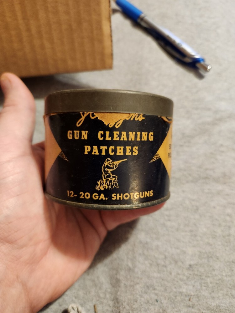 Vintage JC Higgins Gun Cleaning Patches 12-20 Ga Shotgun Tin Sears Roebuck