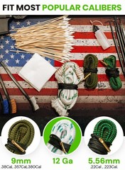 Bore Cleaner Gun Cleaning Kit for 12Ga / 5.56 / 9mm Gun Cleaning Snake, Gun C…