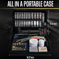 Premium Gun Cleaning Kit with Brass Brushes Rod and Rope for Multiple Calibers