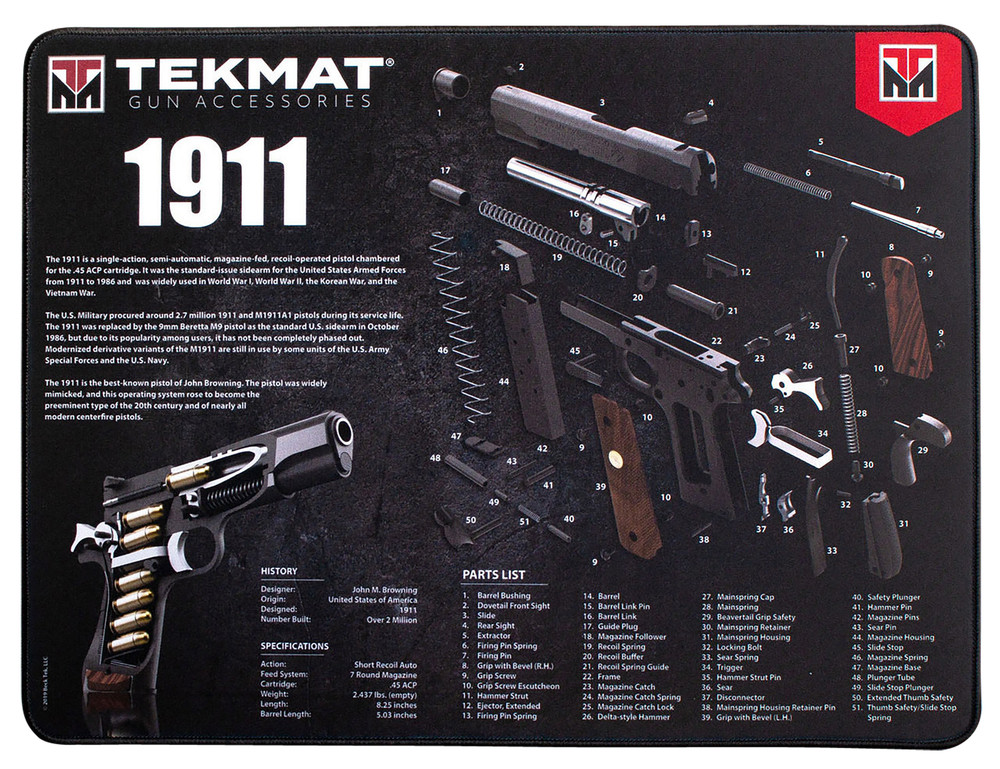 TekMat TEKR2019113D Ultra 20 Cleaning Mat Black/White Rubber 15″x20″ 1911 Parts