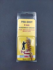 Pro-Shot Benchrest Brush For 9mm Pistol With Bronze Bristles & Brass Core
